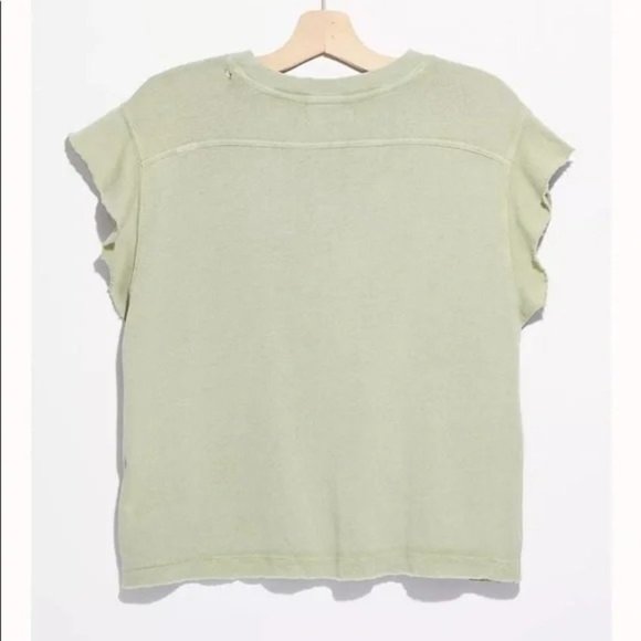 FREE PEOPLE Warrior Distresssed T-Shirt in Sage - NWT - Small - Picture 3 of 4